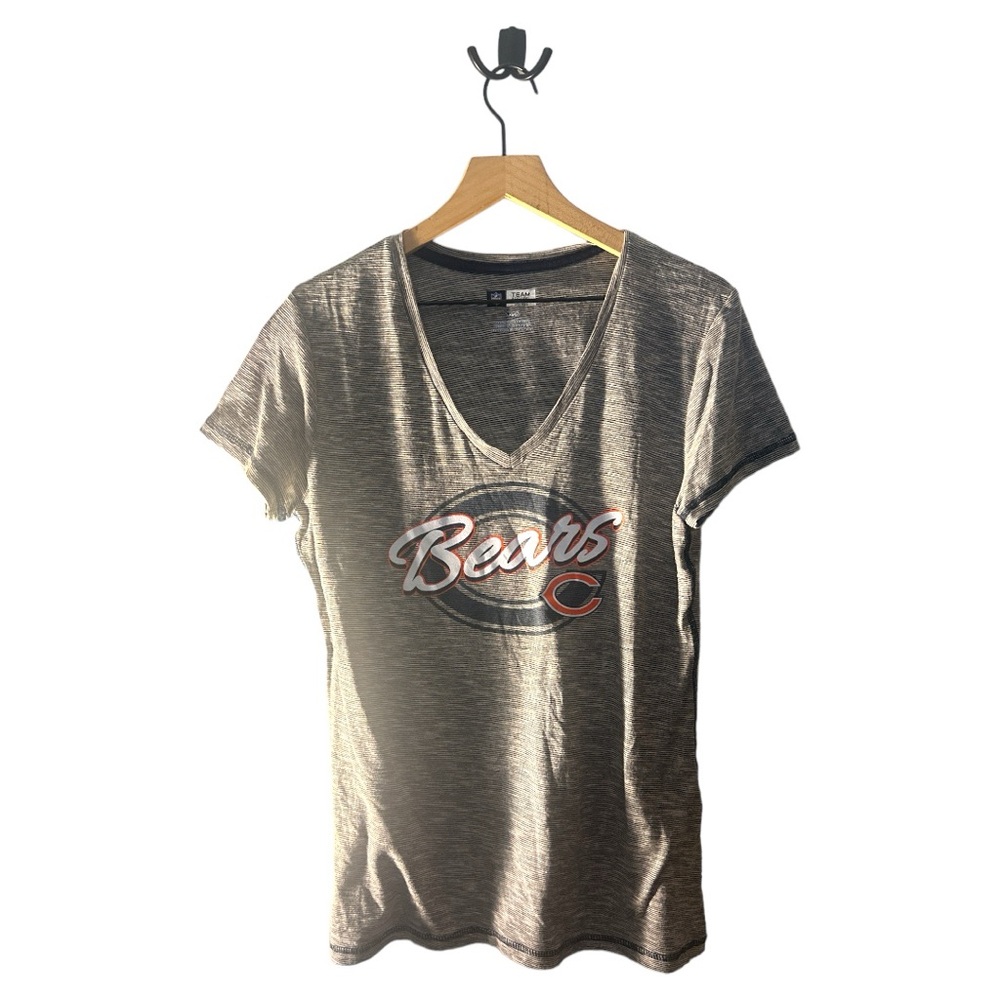 Team Apparel Chicago Bears V-Neck T-Shirt NFL Football‎ Gray Large